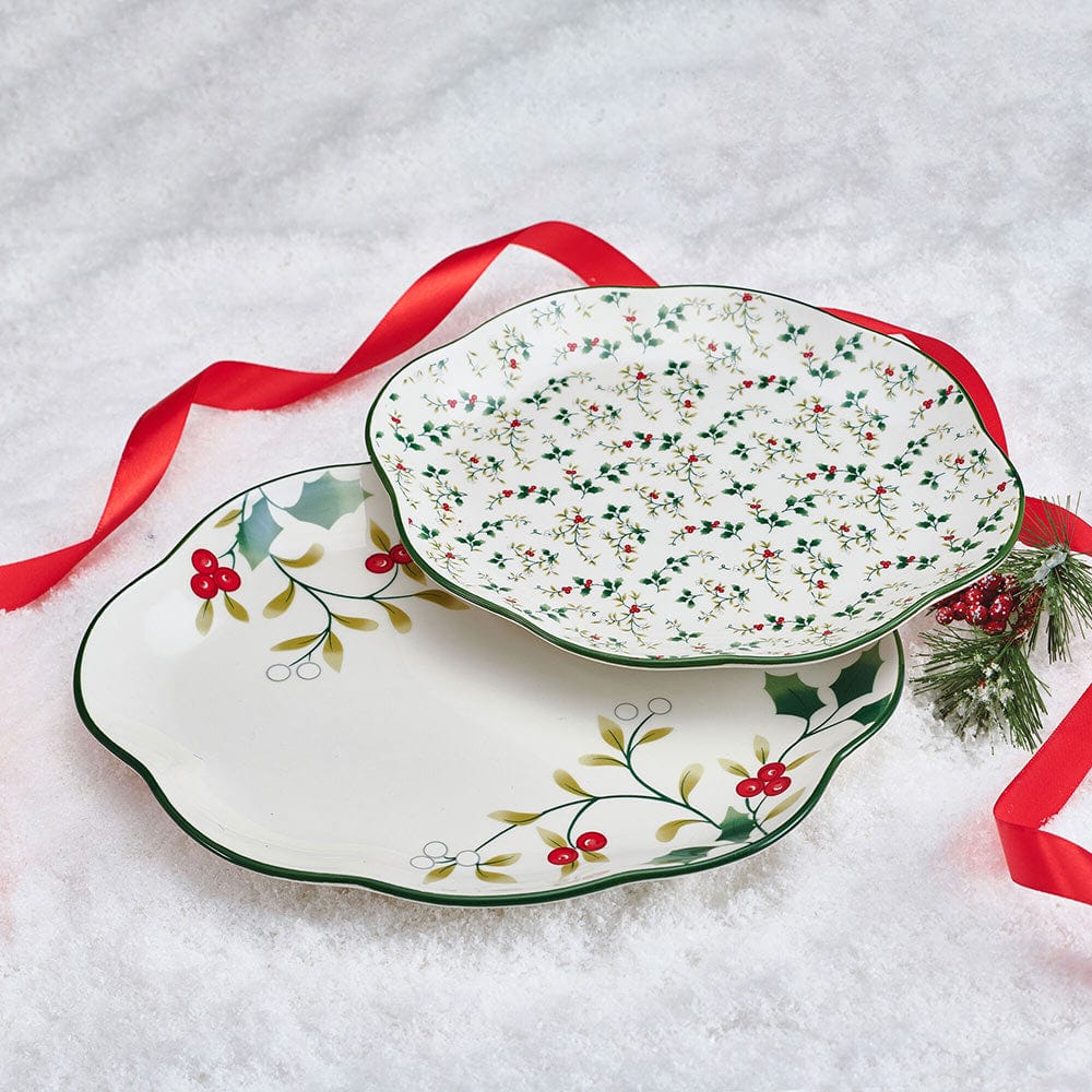 Winterberry® Set of 2 Holly Serving Platters