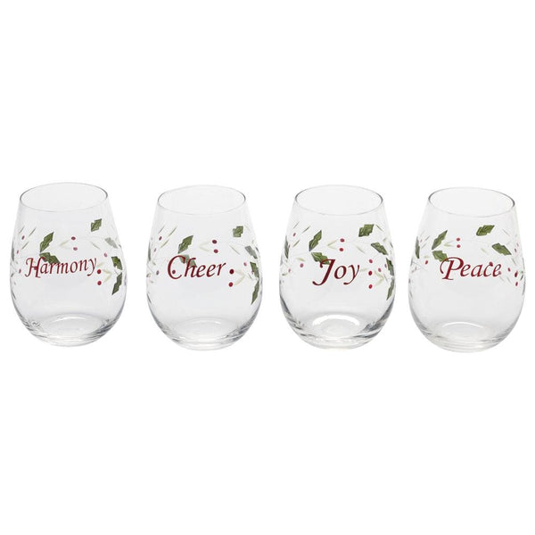 Winterberry® Set of 4 Red Stemless Wine Glasses